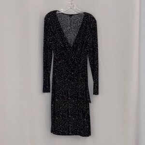 Chaps Long Sleeve Faux Wrap Dress